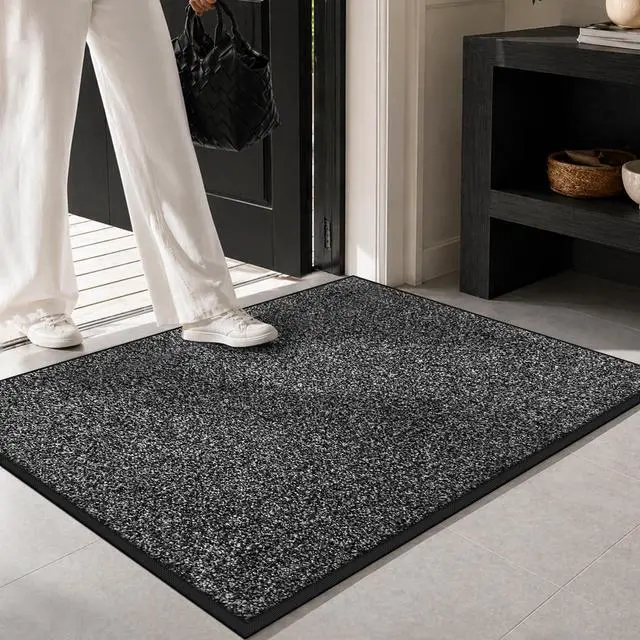 Alt view image 5 of 7 - Super Absorbent Front Door Mat, 29.5" x 17", Non-Slip Washable Indoor Doormats, Low Profile Entryway Rug Outdoor, Dirt Resistant Welcome Mats for Front and Back Door Entrance, Grey