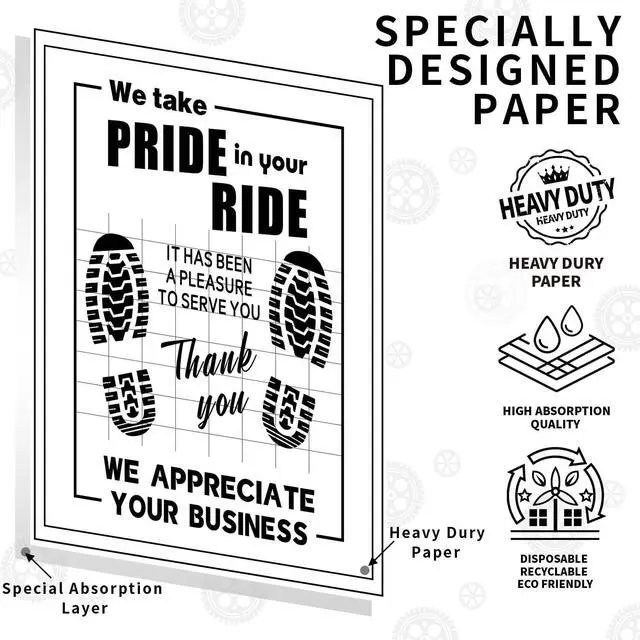 Alt view image 2 of 7 - 100Pcs Paper Floor Mats for Cars, Disposable White Automotive Floor Mats Kraft Paper, Waterproof Car Foot Pads Protective Papers, Thank You Mats for Car Detailing, Auto Dealership (20" x 16")