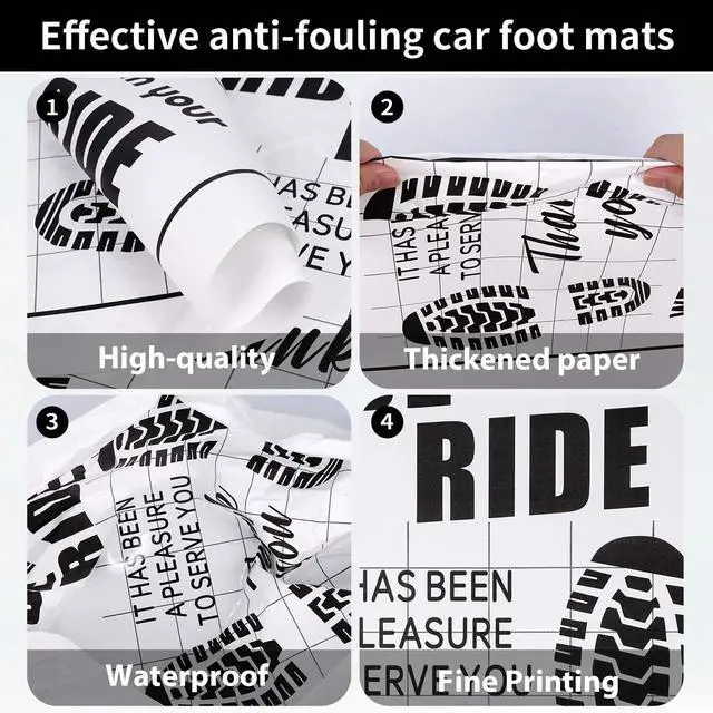 Alt view image 3 of 7 - 100Pcs Paper Floor Mats for Cars, Disposable White Automotive Floor Mats Kraft Paper, Waterproof Car Foot Pads Protective Papers, Thank You Mats for Car Detailing, Auto Dealership (20" x 16")