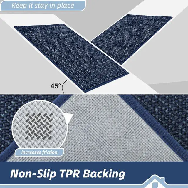 Alt view image 6 of 7 - Dirt Trapper Door Mat 20" x 32", Non-Slip Washable Doormats, Blue