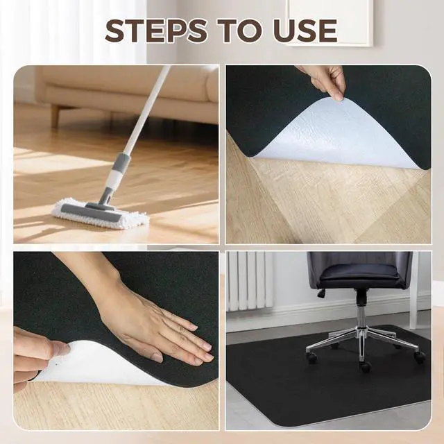 Alt view image 6 of 7 - Office Chair Mat,Hardwood Floor Chair Mat Suitable for Hardwood and Tile Floors,Large Non-Slip Floor Protection Mat,Does Not Pill,Black(36"x48")