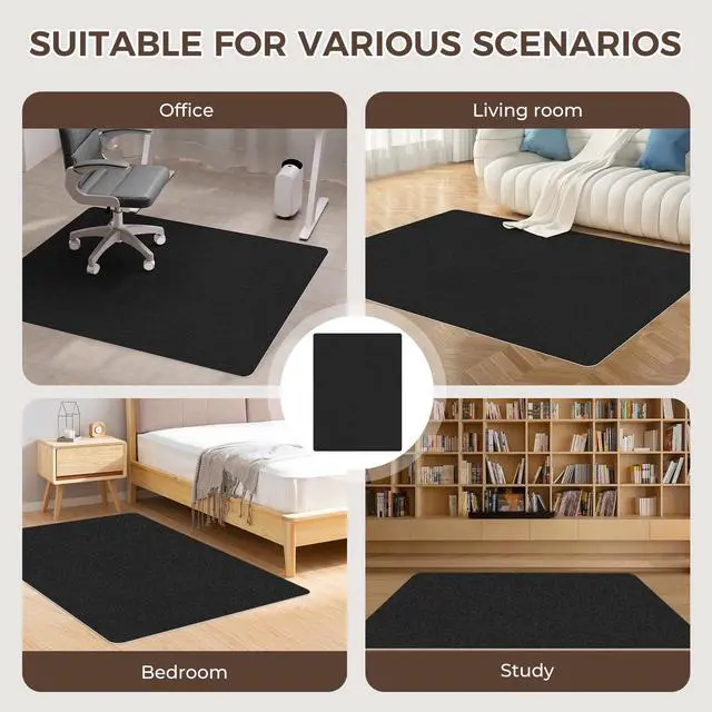 Alt view image 7 of 7 - Office Chair Mat,Hardwood Floor Chair Mat Suitable for Hardwood and Tile Floors,Large Non-Slip Floor Protection Mat,Does Not Pill,Black(36"x48")