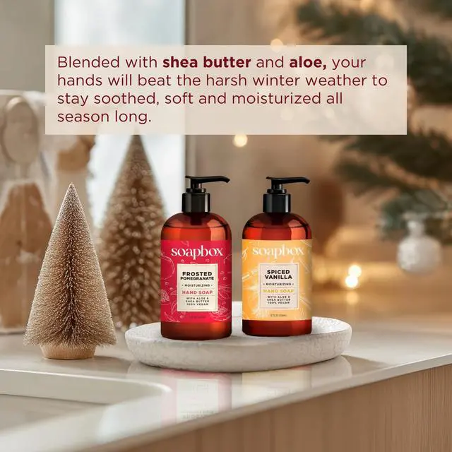 Alt view image 4 of 7 - Spiced Vanilla & Frosted Pomegranate Liquid Hand Soap, Moisturizing Hand Wash - Gentle Cleanser for Hands - Clean Ingredients Free of Harsh Chemicals, Sulfates, Parabens & Silicones - 4 Pack