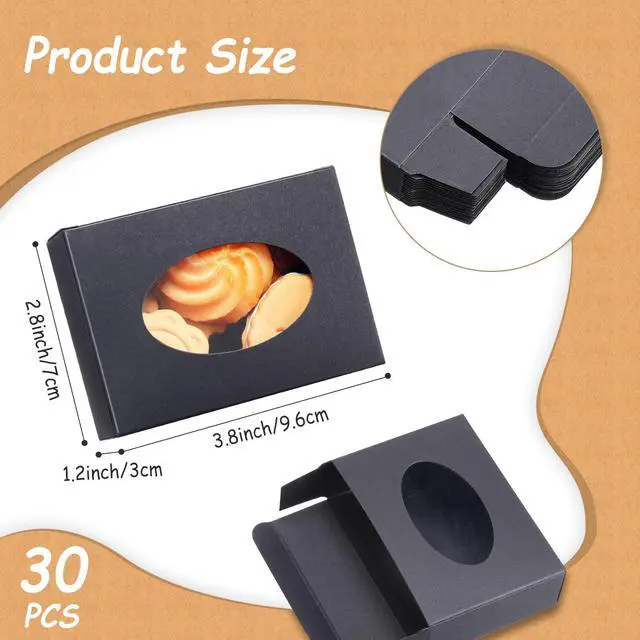 Alt view image 2 of 7 - 30 Pcs Soap Boxes for Homemade Soaps 3.8 x 2.8 x 1.2 Inch Rectangle Soap Boxes with Window Small Gift Wrapping Box for Soaps Packaging Bakery Cookies Candy Party Favor Supplies(Black)