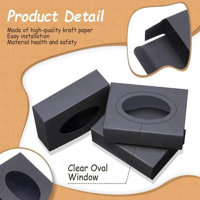 Alt view image 3 of 7 - 30 Pcs Soap Boxes for Homemade Soaps 3.8 x 2.8 x 1.2 Inch Rectangle Soap Boxes with Window Small Gift Wrapping Box for Soaps Packaging Bakery Cookies Candy Party Favor Supplies(Black)