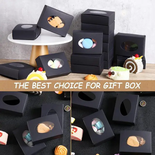 Alt view image 5 of 7 - 30 Pcs Soap Boxes for Homemade Soaps 3.8 x 2.8 x 1.2 Inch Rectangle Soap Boxes with Window Small Gift Wrapping Box for Soaps Packaging Bakery Cookies Candy Party Favor Supplies(Black)