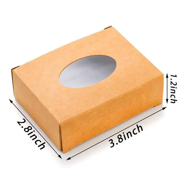 Alt view image 2 of 6 - 100Pcs Soap Boxes with Window, Rectangle Kraft Box for Handmade Soap