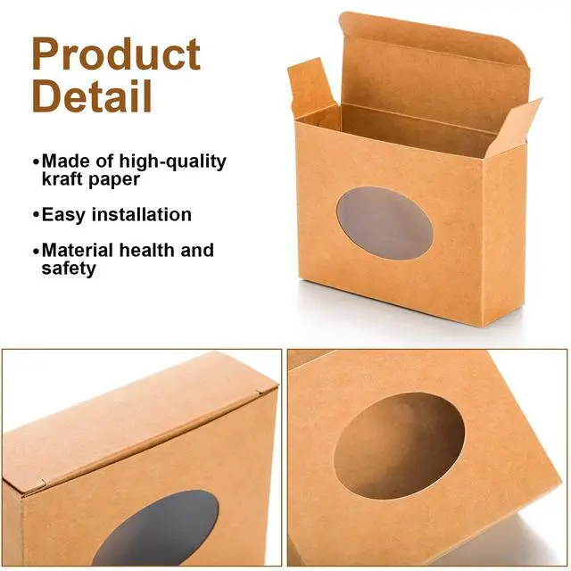 Alt view image 4 of 6 - 100Pcs Soap Boxes with Window, Rectangle Kraft Box for Handmade Soap
