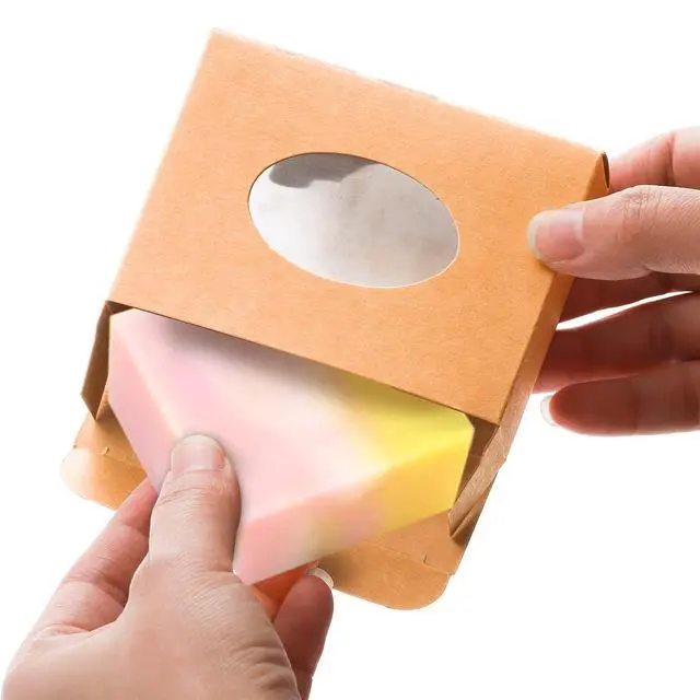 Alt view image 5 of 6 - 100Pcs Soap Boxes with Window, Rectangle Kraft Box for Handmade Soap