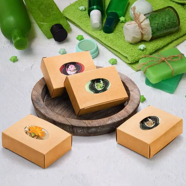 Alt view image 6 of 6 - 100Pcs Soap Boxes with Window, Rectangle Kraft Box for Handmade Soap