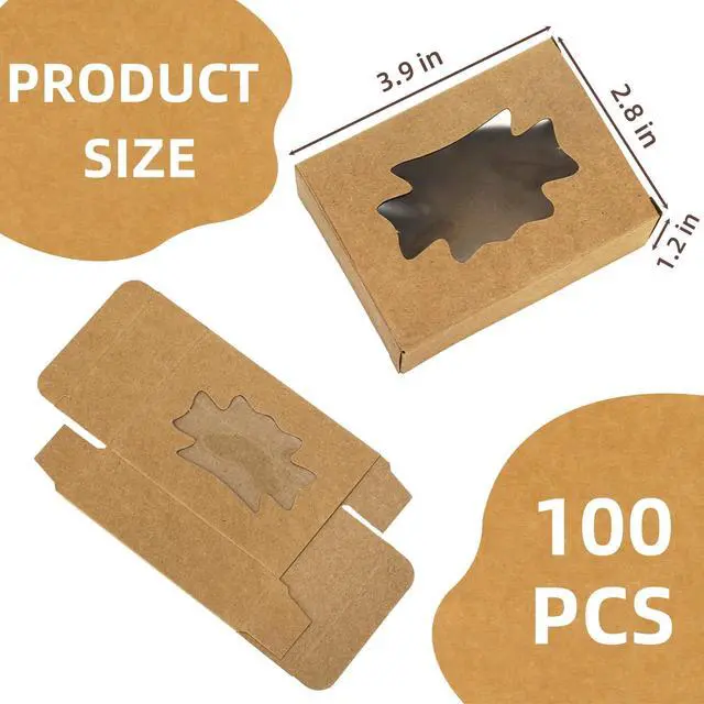 Alt view image 2 of 7 - 100 Pack Soap Boxes with Window, Kraft Paper Treat Cookies Boxes, Rectangle Small Soap Gift Wrappers Packaging Box, Soap Making Supplies for Bakery, Chocolate, Sweet, Jewelry Display