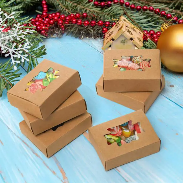 Alt view image 5 of 7 - 100 Pack Soap Boxes with Window, Kraft Paper Treat Cookies Boxes, Rectangle Small Soap Gift Wrappers Packaging Box, Soap Making Supplies for Bakery, Chocolate, Sweet, Jewelry Display