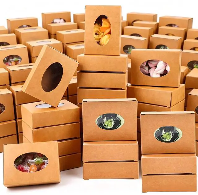 Main image of 120 Pack Paper Soap BoxesKraft Treat Box with Window