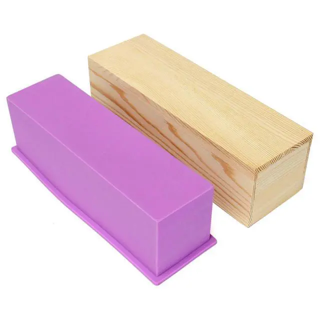 Alt view image 2 of 5 - 2PCS Soap Mold Flexible Rectangular Soap Silicone Mold with Wood Box