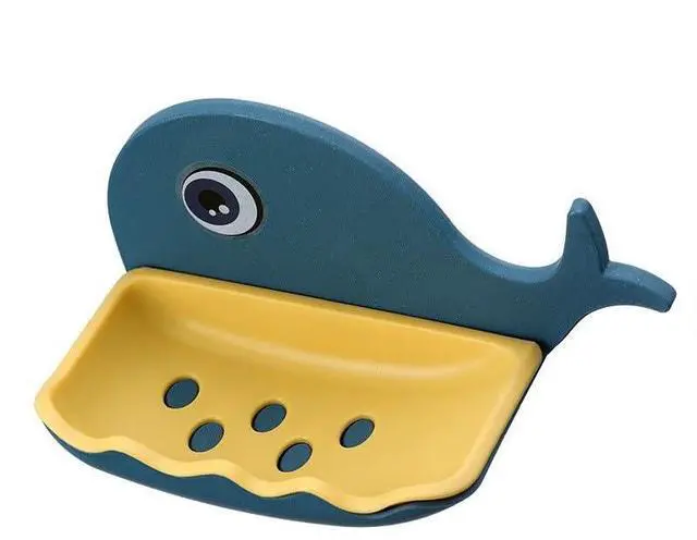 Main image of 1 piece Children's soap Box, Suitable for Shower, Bathroom, Kitchen, Bathtub, Cartoon soap Box, no Need to Punch Installation (Deep Blue)
