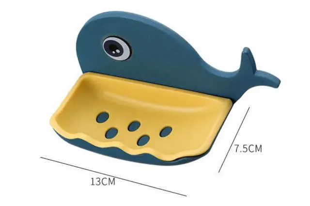 Alt view image 2 of 6 - 1 piece Children's soap Box, Suitable for Shower, Bathroom, Kitchen, Bathtub, Cartoon soap Box, no Need to Punch Installation (Deep Blue)