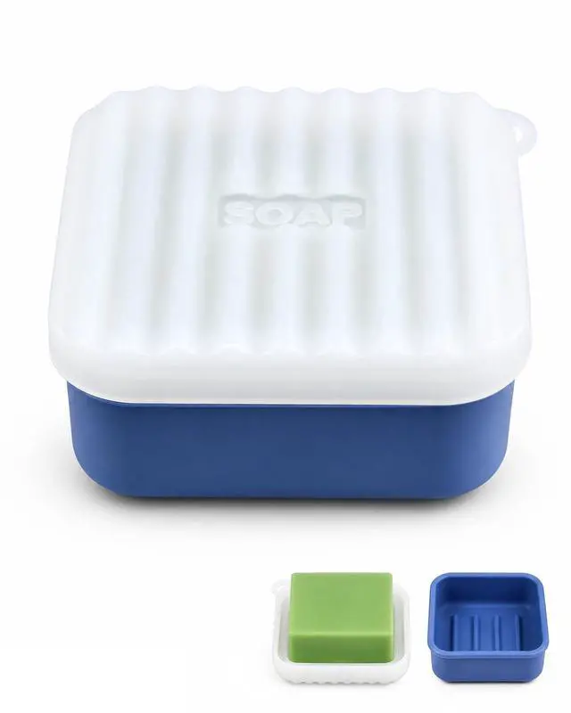 Main image of Square Travel Soap Case, Silicone Bar Soap Holder Travel
