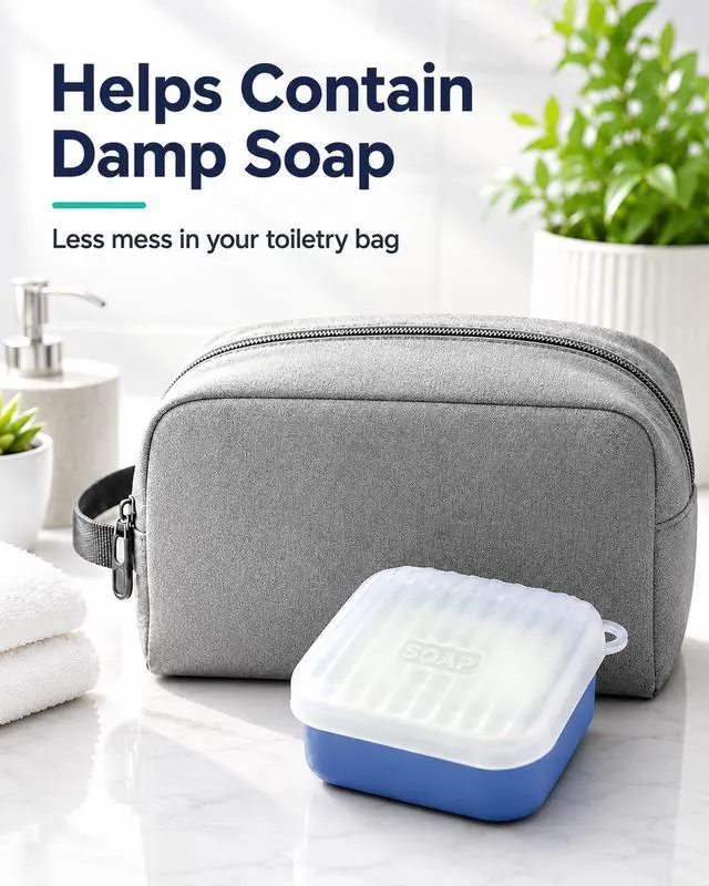 Alt view image 3 of 7 - Square Travel Soap Case, Silicone Bar Soap Holder Travel
