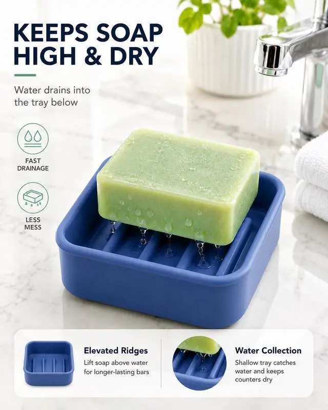 Alt view image 5 of 7 - Square Travel Soap Case, Silicone Bar Soap Holder Travel