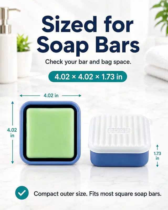 Alt view image 2 of 7 - Square Travel Soap Case, Silicone Bar Soap Holder Travel