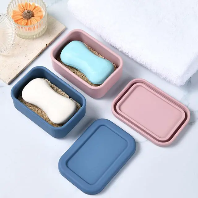 Alt view image 3 of 6 - Leakproof Travel Soap Case, Silicone Soap Box with Draining Layer, Compact Bar Soap Container, Suitable for Camping, Gym, Bathroom, Outdoor Essentials (Pink)