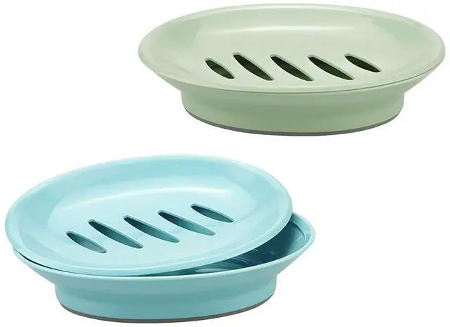 Main image of 2 Pack Self Draining Soap Dish Holder Double Layer for Bathroom