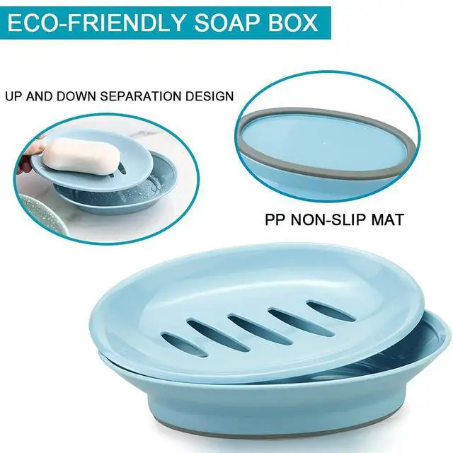 Alt view image 4 of 5 - 2 Pack Self Draining Soap Dish Holder Double Layer for Bathroom