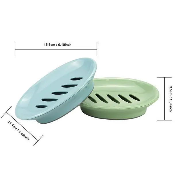 Alt view image 2 of 5 - 2 Pack Self Draining Soap Dish Holder Double Layer for Bathroom