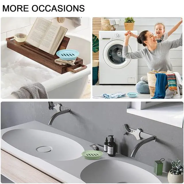 Alt view image 5 of 5 - 2 Pack Self Draining Soap Dish Holder Double Layer for Bathroom