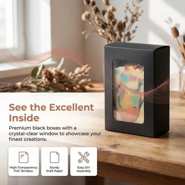 Alt view image 4 of 7 - 100 Pack Kraft Soap Box with Window, 3.5''L x 2.3''W x 1.2''H