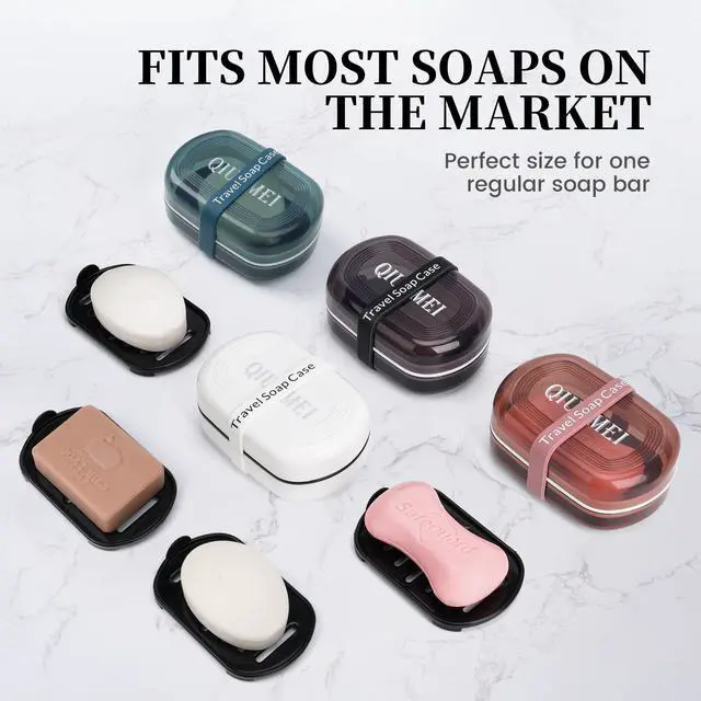 Alt view image 6 of 7 - Travel Soap Box,soap Bar Holder Dish Container Case with Soap Bag & Silicone Band,Strong Sealing Leak Proof Portable,Best for Bathroom/Camping/Gym/Business Trip (Black)