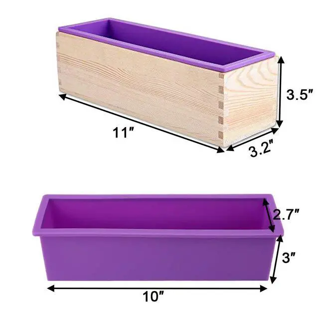 Alt view image 4 of 6 - Silicone Soap Molds Kit 42 oz Wooden Silicone Rectangular Mold