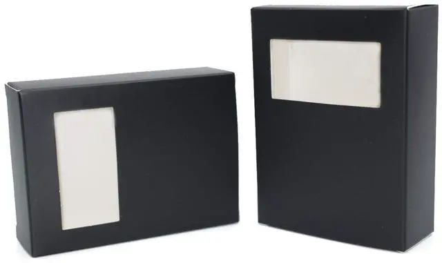 Main image of Black Soap Packaging Box for Homemade Soap with Rectangle Open Window