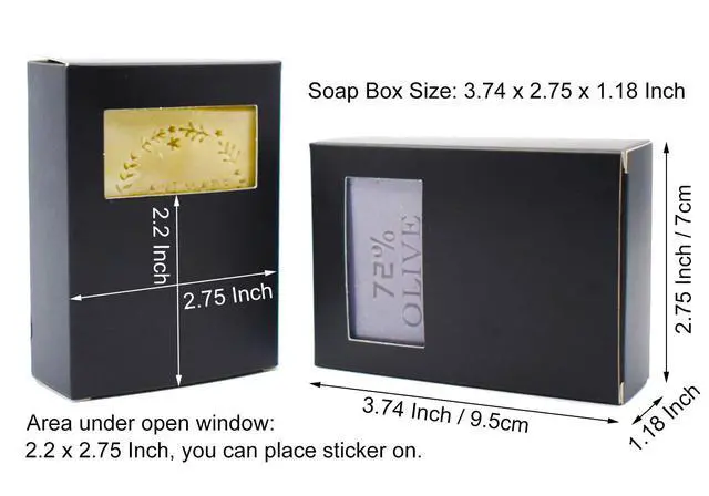 Alt view image 2 of 3 - Black Soap Packaging Box for Homemade Soap with Rectangle Open Window