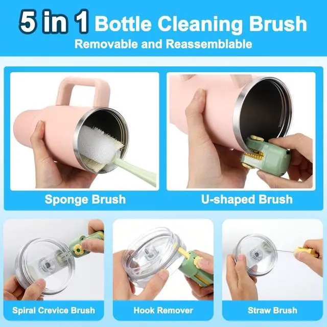 Alt view image 2 of 7 - 5 in 1 Bottle Cleaning Brush Set,Multifunctional,7 Pcs