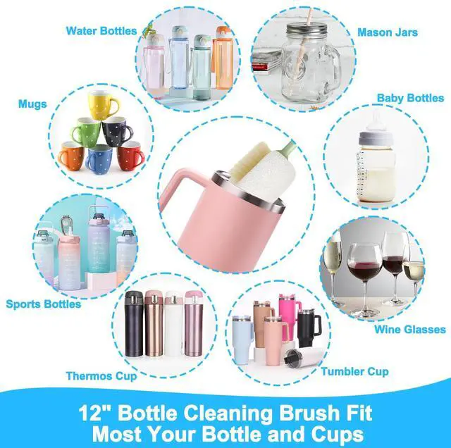 Alt view image 4 of 7 - 5 in 1 Bottle Cleaning Brush Set,Multifunctional,7 Pcs