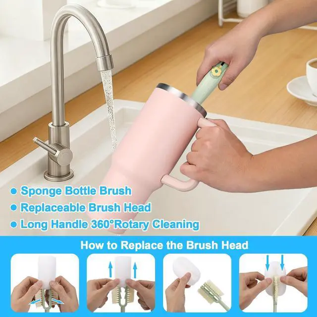 Alt view image 3 of 7 - 5 in 1 Bottle Cleaning Brush Set,Multifunctional,7 Pcs