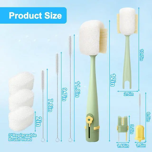 Alt view image 7 of 7 - 5 in 1 Bottle Cleaning Brush Set,Multifunctional,7 Pcs
