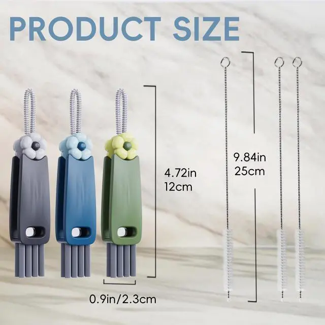 Alt view image 2 of 7 - 6 Pack Cup Lid Cleaning Brush Set with 3 Straws, Multifunctional Bottle Brush, Cup Lid Gap Cleaner, Durable Bristle Crevice Cleaning Brush,Flat End Brushes