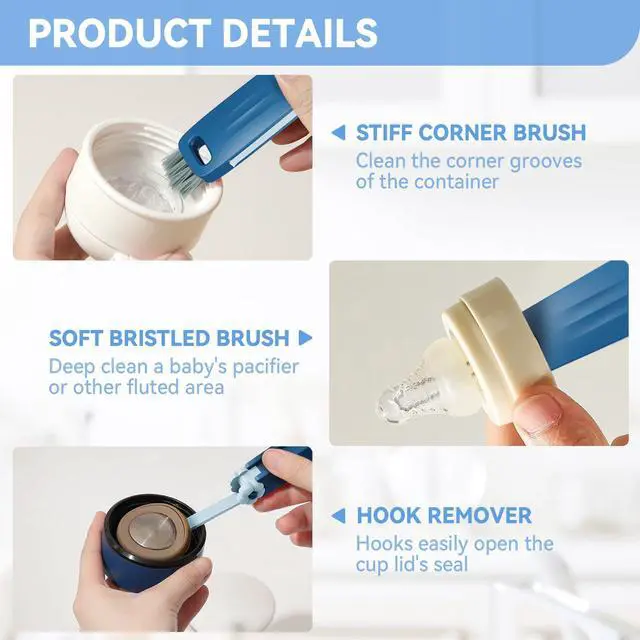 Alt view image 7 of 7 - 6 Pack Cup Lid Cleaning Brush Set with 3 Straws, Multifunctional Bottle Brush, Cup Lid Gap Cleaner, Durable Bristle Crevice Cleaning Brush,Flat End Brushes