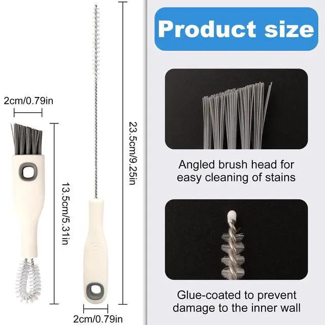 Alt view image 2 of 6 - 2pcs Cup Lid Cleaning Brush Set, Multifunctional Gap Cleaner & Straw Brush with Long Narrow and Short Wide Brushes, Portable Bottle Cleaning Kit for Baby Bottle, Sippy Cup, Teapot Spout, Tumbler Tubes