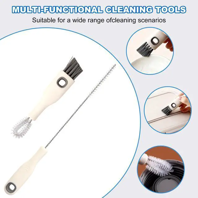 Alt view image 3 of 6 - 2pcs Cup Lid Cleaning Brush Set, Multifunctional Gap Cleaner & Straw Brush with Long Narrow and Short Wide Brushes, Portable Bottle Cleaning Kit for Baby Bottle, Sippy Cup, Teapot Spout, Tumbler Tubes