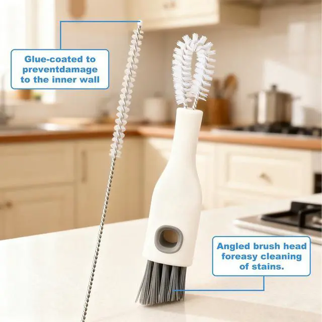 Alt view image 5 of 6 - 2pcs Cup Lid Cleaning Brush Set, Multifunctional Gap Cleaner & Straw Brush with Long Narrow and Short Wide Brushes, Portable Bottle Cleaning Kit for Baby Bottle, Sippy Cup, Teapot Spout, Tumbler Tubes
