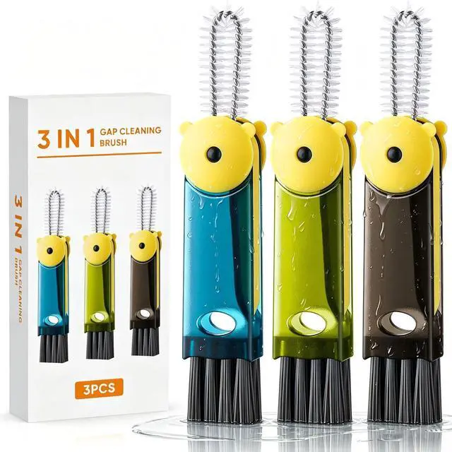 Main image of 3 in 1 Cup Lid Cleaning Brush - Upgraded Version Cup Lid Brush with Packaging Box, Suitable for All Types of Cups, Bottle Gaps, Portable Travel and Home Kitchen Multifunctional Cleaning Set (3pcs)