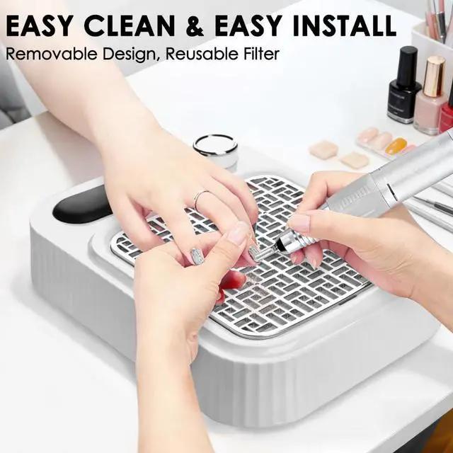 Alt view image 2 of 7 - Nail Dust Collector with Reusable Filter for Acrylic Gel Nails, Vacuum Fan Dust Collector for Beginner, Adjustable Nail Vacuum Suction Fan for Manicure Pedicure at Salon or Home