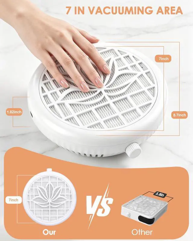 Alt view image 6 of 7 - Nail Dust Collector for Nail Tech, 4500RPM Portable Nail Vacuum Fan