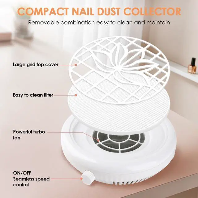 Alt view image 7 of 7 - Nail Dust Collector for Nail Tech, 4500RPM Portable Nail Vacuum Fan