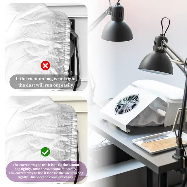 Alt view image 5 of 7 - 10Pcs White Non-Woven Nail Art Dust Suction Collector, Dust Collector Bags, Replacement Bag for Nail Art Equipment, Durable, Bags for Nail Salon