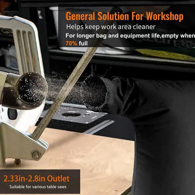 Alt view image 3 of 7 - Table Saw Dust Collector Bag Compatible for Bosch/Dewalt/Ryobi/Craftsman/RIGID/Metabo/Kobalt/Skilsaw/Delta (10" Tablesaws with 2.5" Dust Port)-1Pack