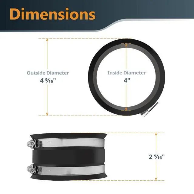 Alt view image 6 of 7 - 70322 4 Inch to 2-1/2 Inch Reducer and 4 Inch Dust Control Flex Cuff with Stainless Steel Hose Clamps, Dust Collection Fitting for Woodworking Dust Collection Hose and Dust Ports, 1 Set